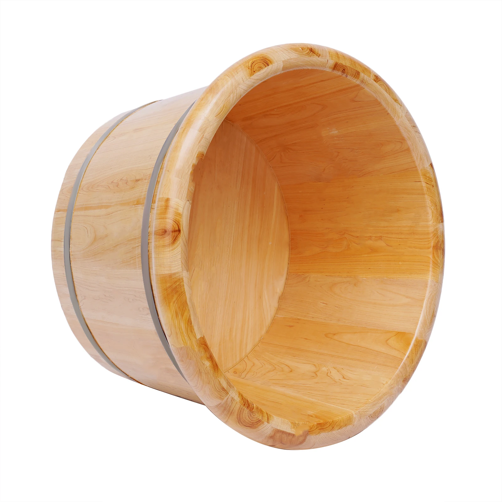 Foot Bath Bucket Cedar Wood Foot Basin Massage Bucket with Massager Cover Plate Portable Bath Basin