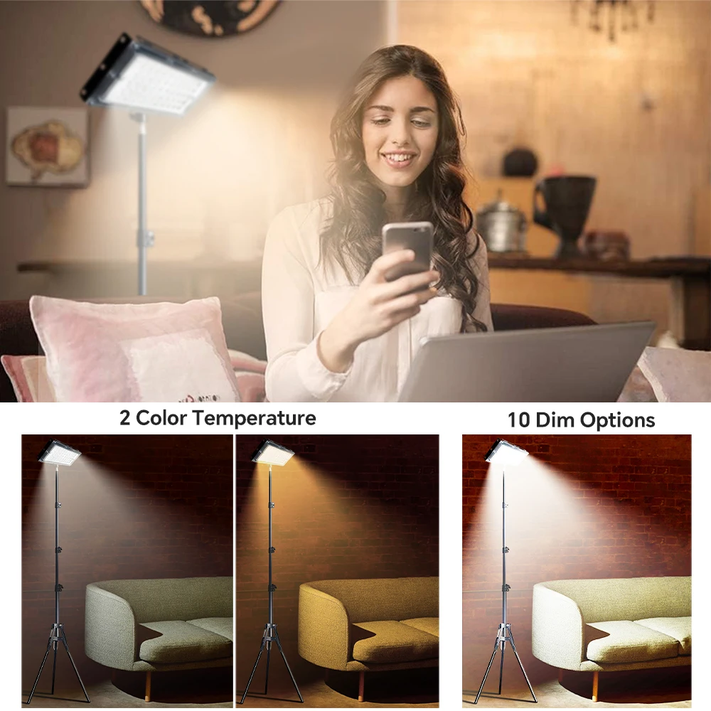 Floor Lamp with Timer, Adjustable Color Temperature & Brightness, Stanging Floor Light for Reading, Office, Living Room, Bedroom
