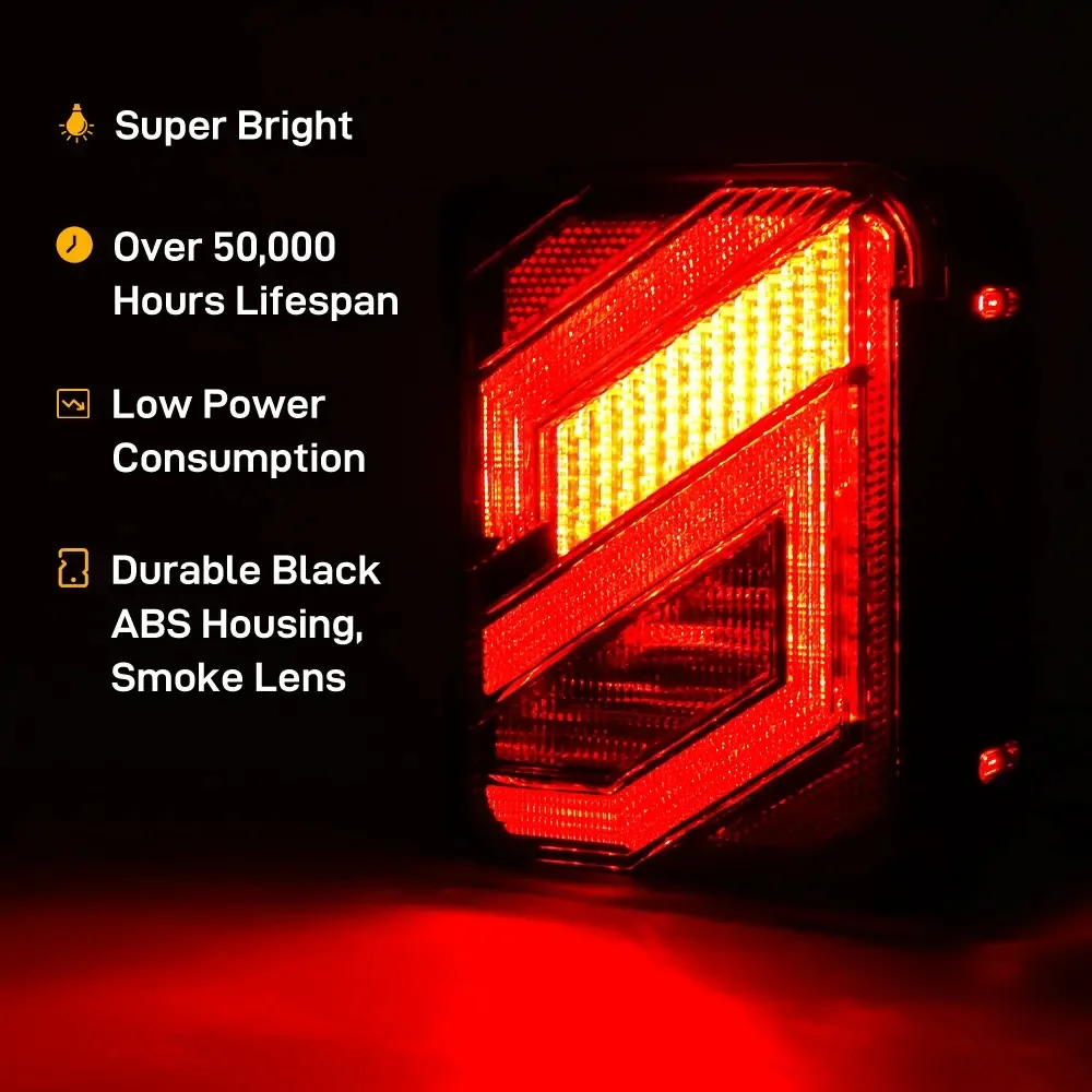 Led Tail Lights for Jeep Wrangler JK 2007-2018,"S" Design 30W Car Led Lamp Turning Brake Reversing Drl Taillight, Super Bright detail image 4