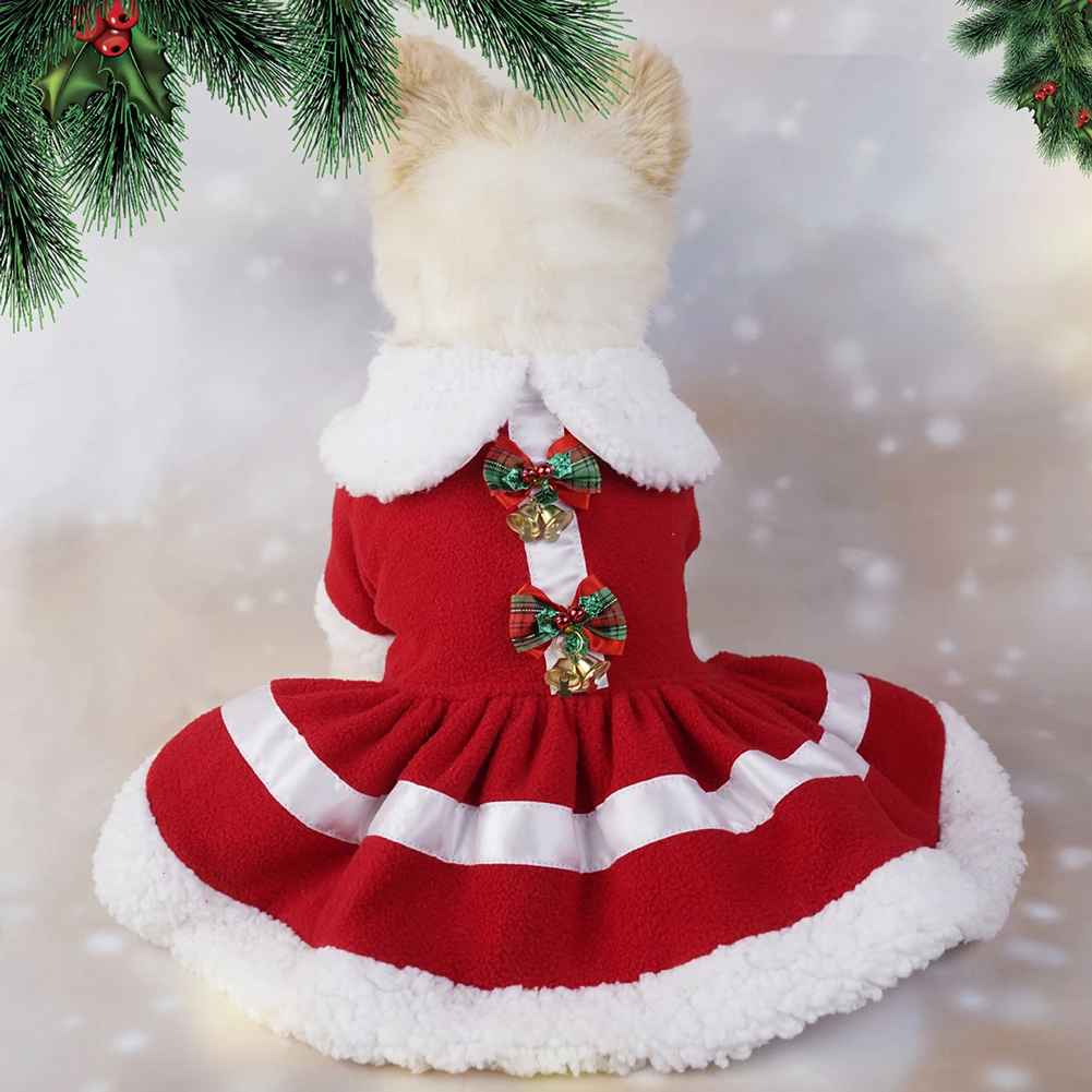Pet Christmas Clothes Dog And Cat Costumes Winter Style Velvet Thickened Halloween Day Santa Claus Dress Cotton Pet Supplies