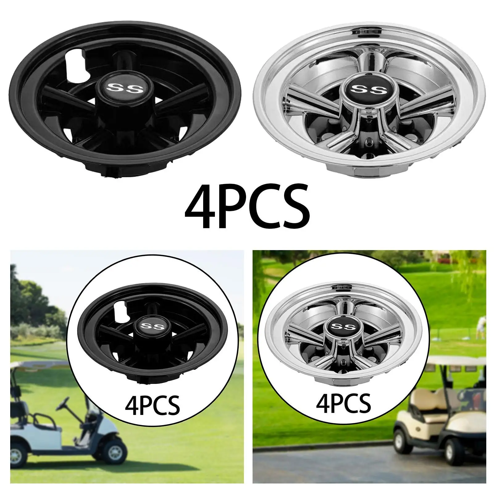 4x Golf Cart Wheel Covers Golf Cart Hub Caps, Lightweight Portable Universal