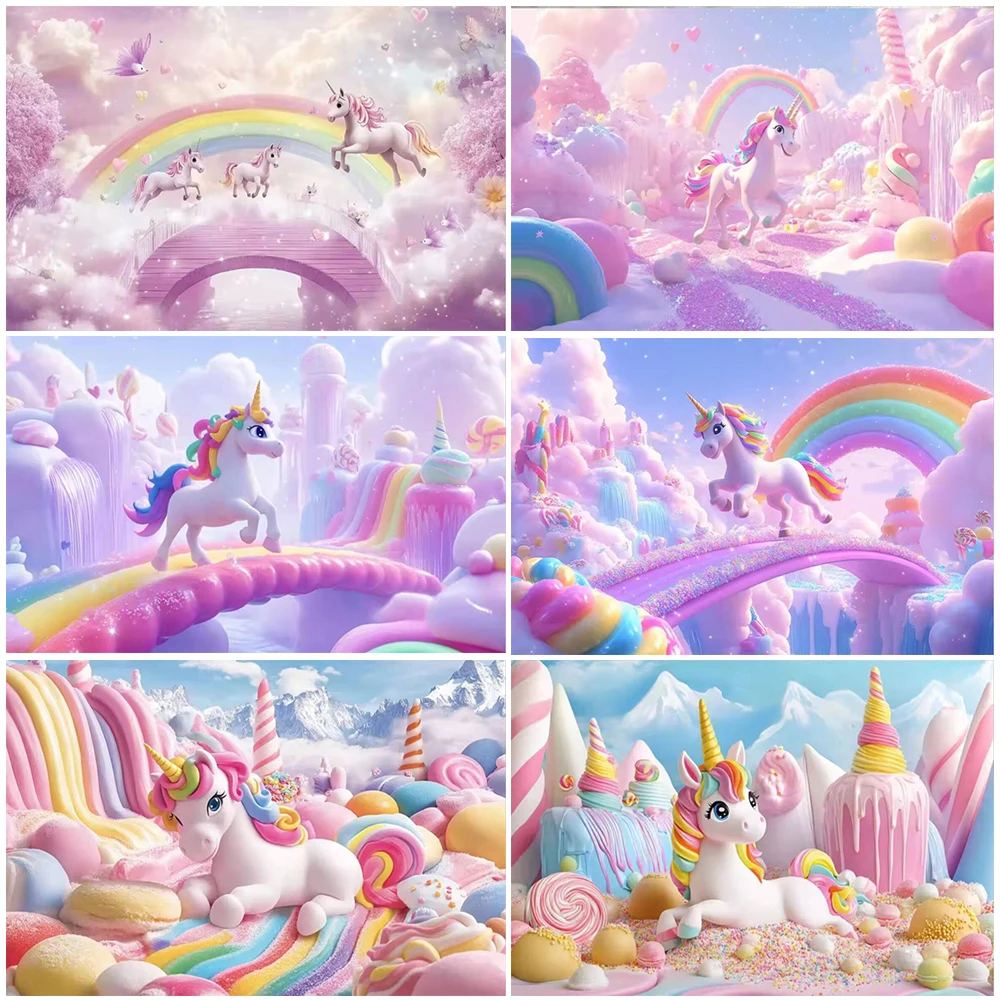 Regenbogen Traum Einhorn Geburtstag Party Liefert Hintergrund Foto Hintergrund Baby Dusche Dekoration Fotografie Studio Prop Mädchen Geschenk