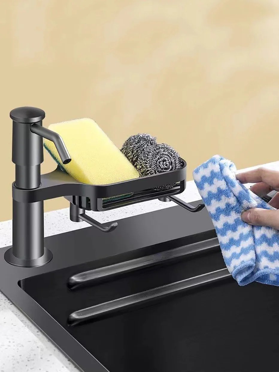 Description Picture 6 of itemKitchen Built-in Soap Dispenser Sponge Scrubber Holder Under Sink Countertop Dishes Liquid Dispenser with Extension Tube