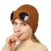 Men's and women's windproof glasses and cashmere ski knit hat solid color warm woolen hat 2