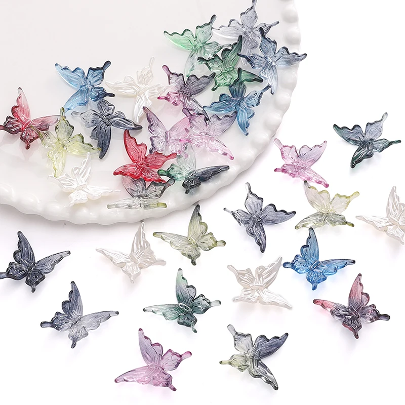 20Pcs Iridescent Butterfly Beads for Jewelry Making and Crafts