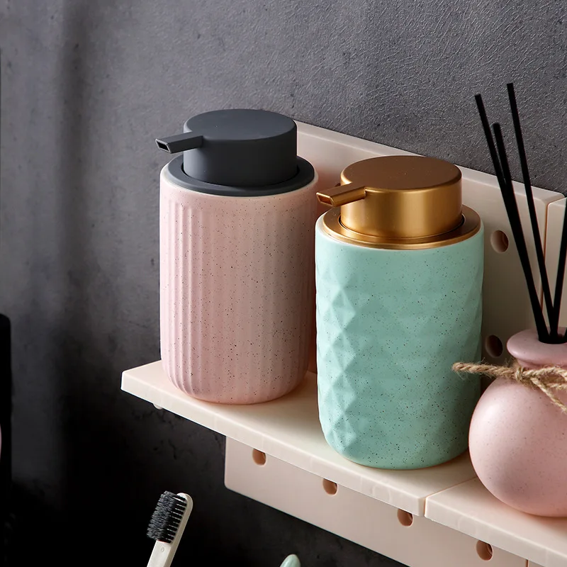 Ceramic press type bath gel bubble bottle hand wash shampoo soap dispenser bathroom accessories household liquid lotion bottle soap dispenser