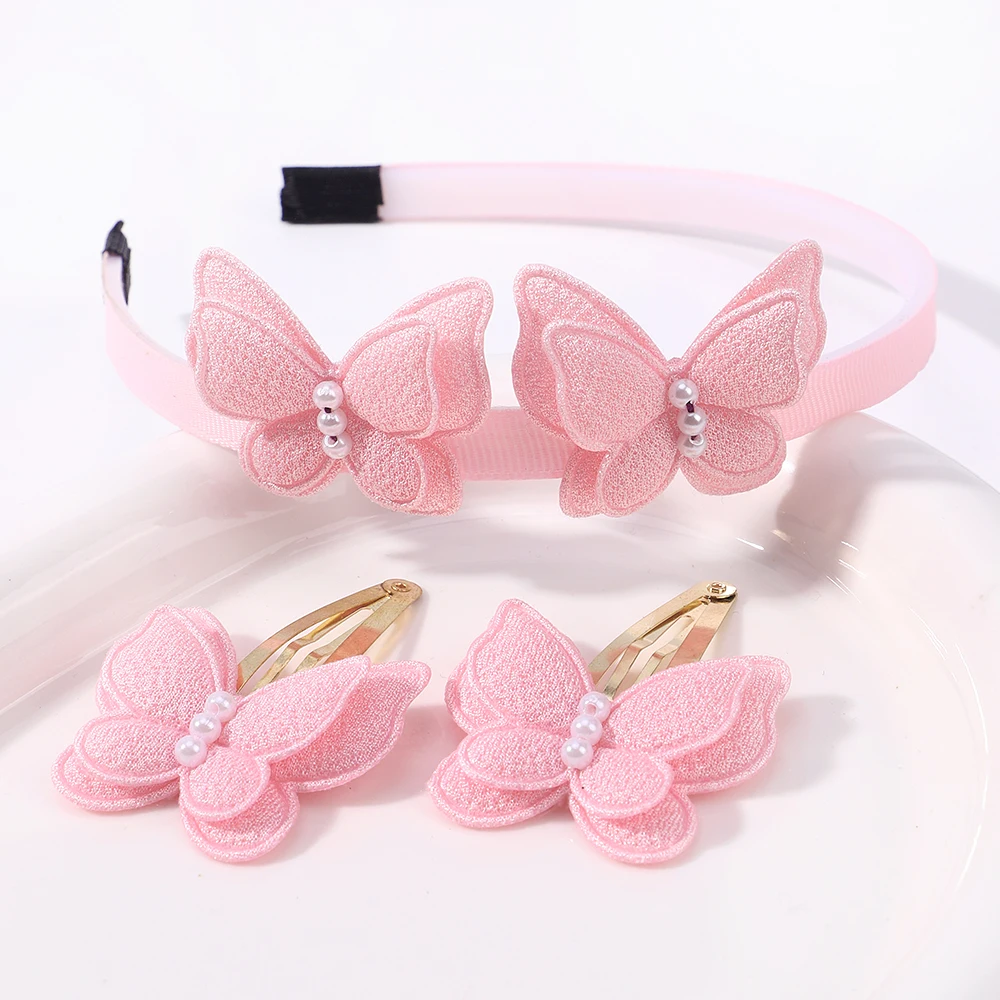 10 teile/satz Mädchen Zarte Haar Band Haar Clips Set Solide Schmetterling Imitation Perle Haar Hoop BB Clip Headwear Geschenk Sets – Detail 17