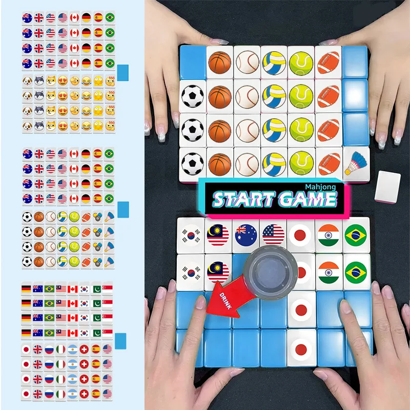 Seaside Escape Mahjong Puzzle Game Toy for Kids - Relaxing Block Game with Flag Pattern