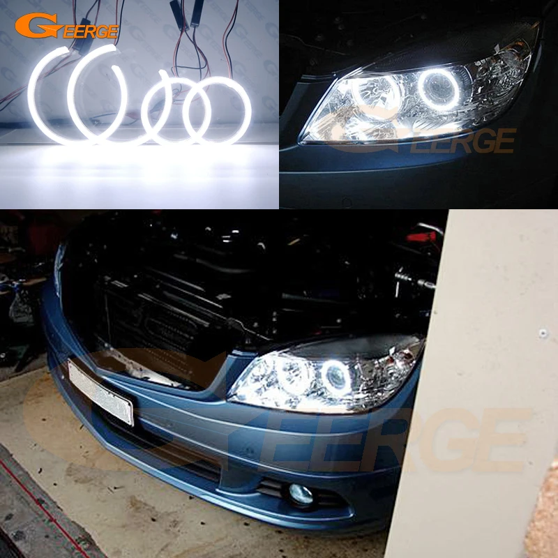 메르세데스 벤츠 C 클래스 W204 C204 S204 2007 2008 2009 2010 2011 울트라 브라이트 COB LED 엔젤 아이 키트 헤일로 링