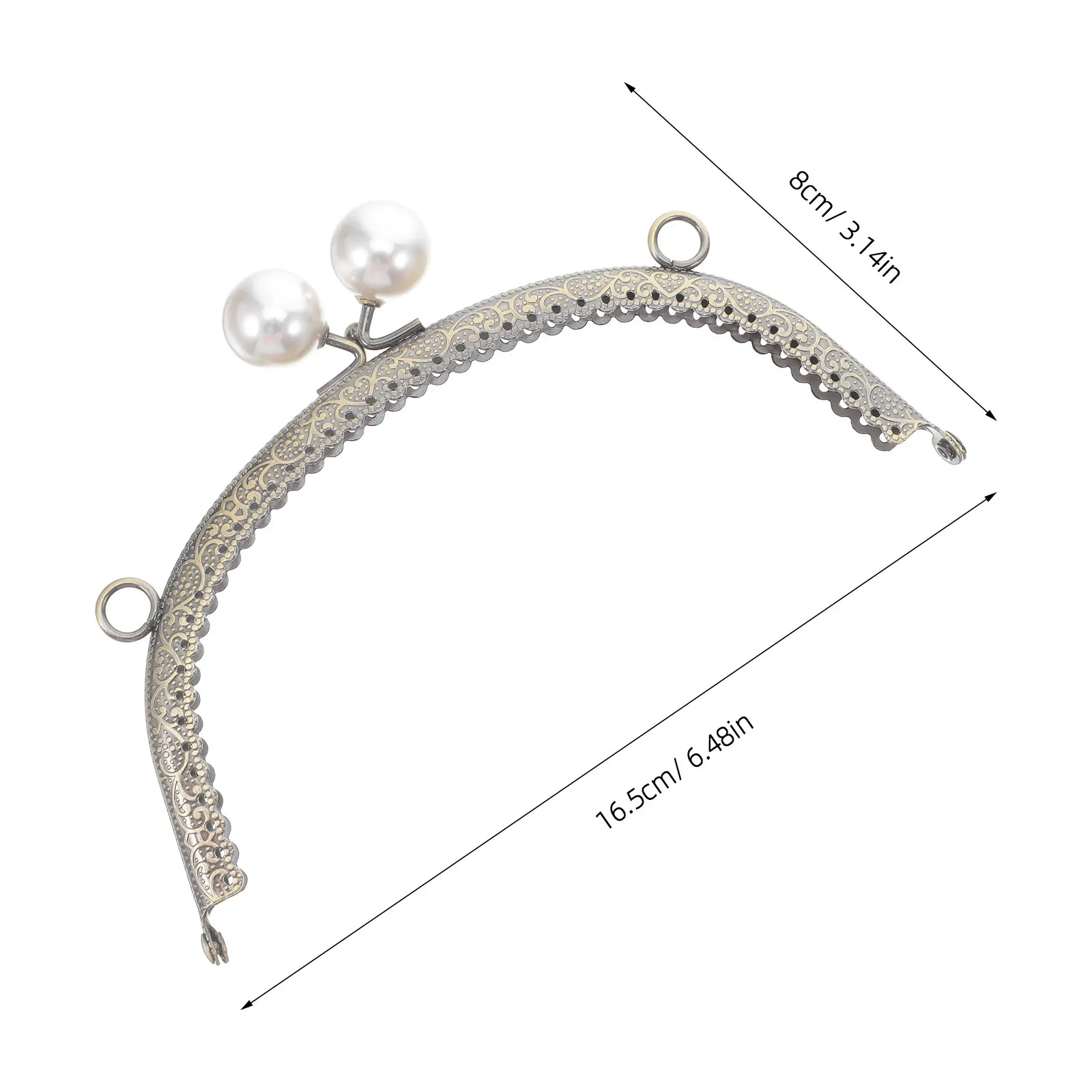 16.5cm 우아한 꽃무늬 진주 장식 금속 지갑 프레임 클러치 프레임 DIY 가방 제작 공예 액세서리 가볍고 조절 가능