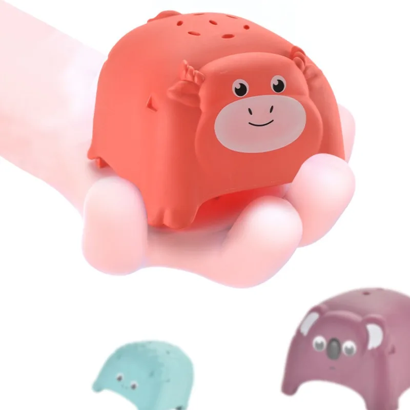 Children Cartoon Animals Stacking Cups Folding Tower Toys Baby Bath Shower Play Water Toys Colorful Early Educational Puzzle Toy