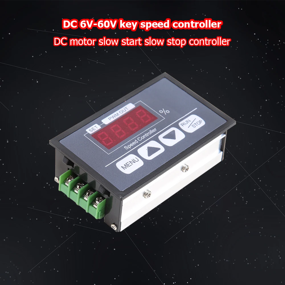 Slow Start Soft Stop PWM DC Motor Speed Control Switch Digital Display 6-60V 30A