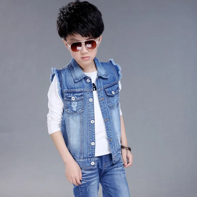 Children Clothes Boys Denim Spring Autumn Vest Kids Waistcoat Fashionable Sleeveless Outerwear School Tops Baby Boy Jacket kids vest