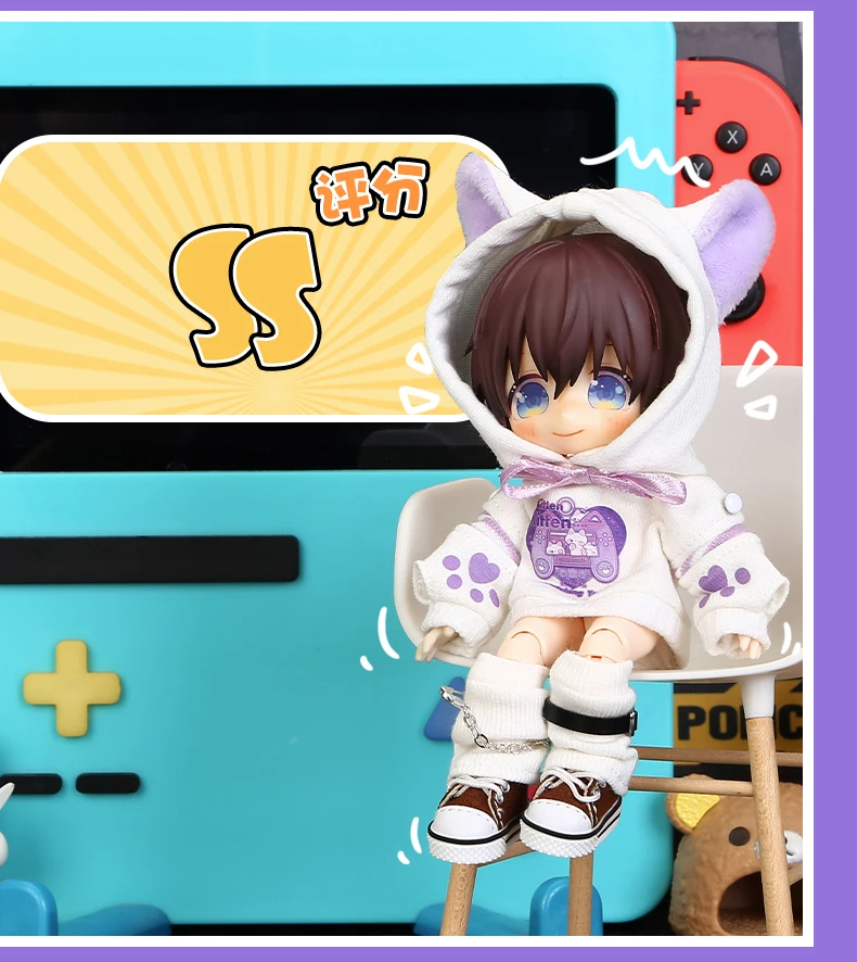 Ob11 Doll Cat Hoodie Clothes Cat Game Console Jacket Accessories For Molly , Ymy Body, p9, Gsc, Obitsu11 ,Ufdoll,1/12Bjd Doll