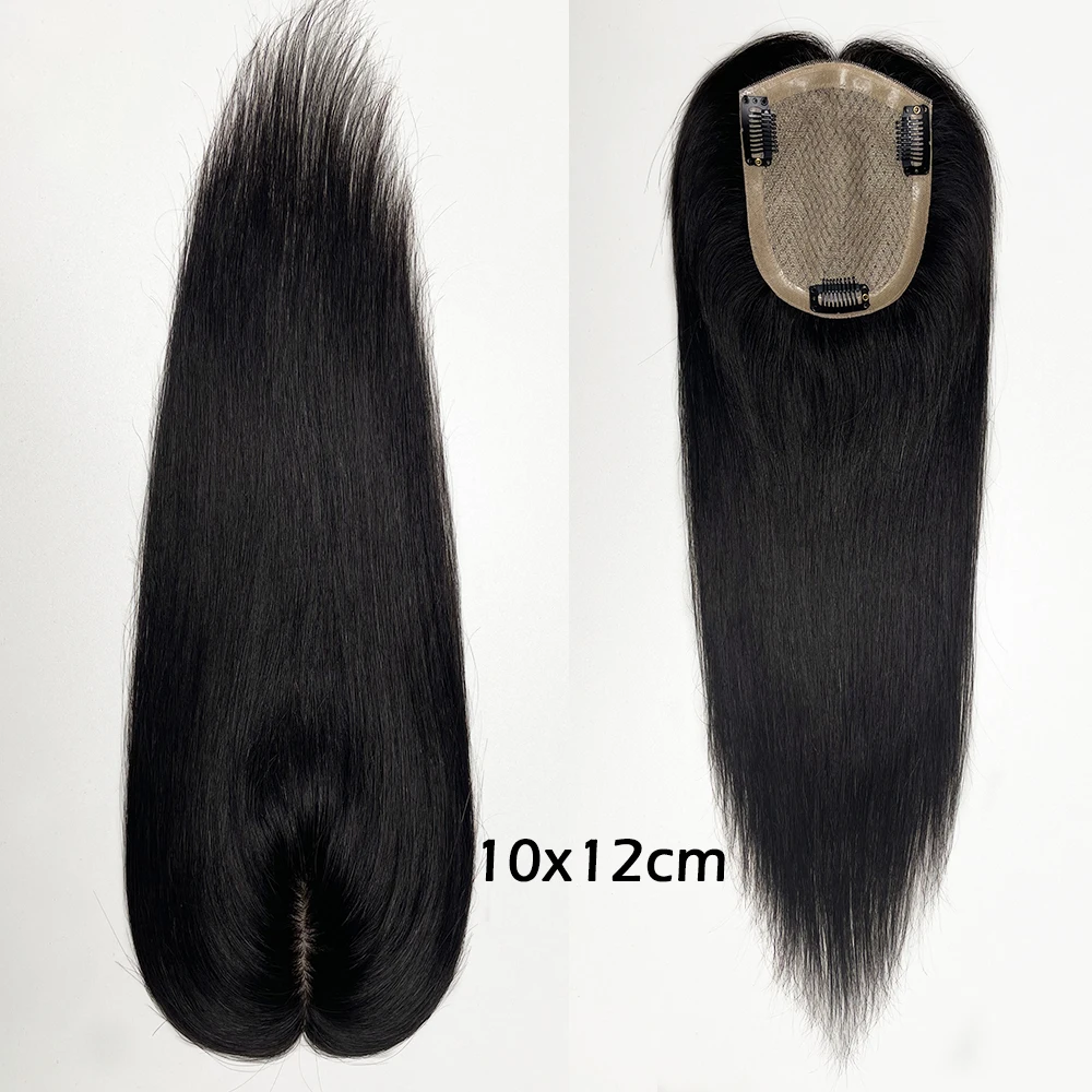 실크 베이스 인모 토퍼, 실크 탑, 버진 유럽 헤어 토피, 백인 여성용 스트레이트 헤어 토퍼, 클립 포함, 3 가지 크기