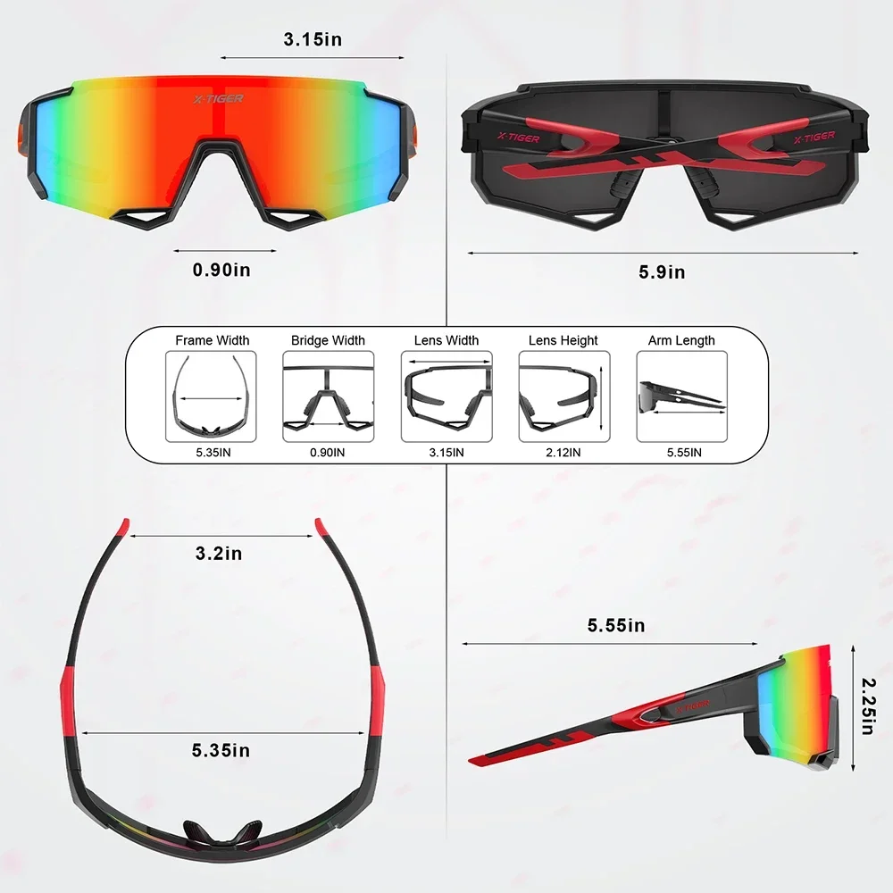 X-TIGER occhiali da ciclismo colore polarizzato uomo donna