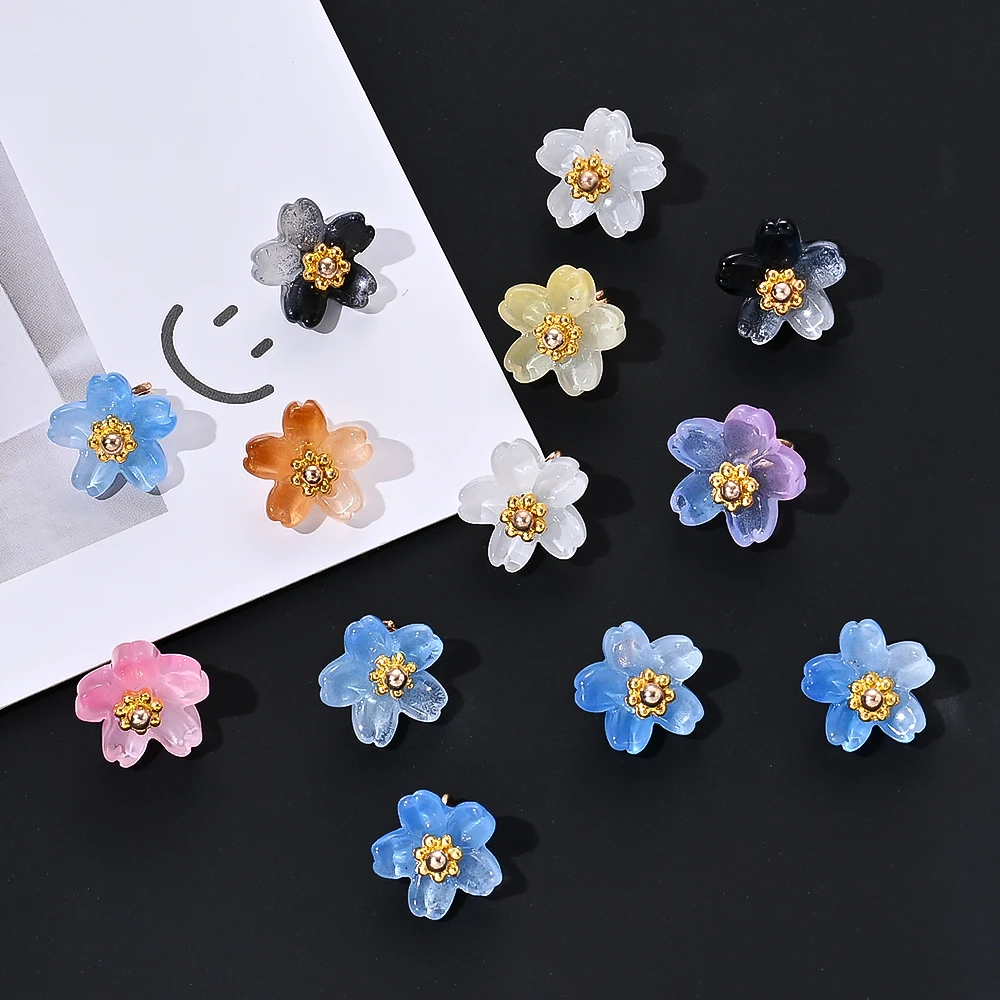 20 Stück 10 mm bunte Glas-Farbverlaufs-Blumen-Anhänger-Charms für Schmuckherstellung, DIY-Armband, Halskette, Kleidung, Kopfbedeckung, Zubehör – Detail 11