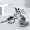 Transparent Frosted Silicone Frame Magnetic Rotating Ring Bracket Case for Samsung Galaxy S25 S24 S23 Ultra Plus Hard Back Cover