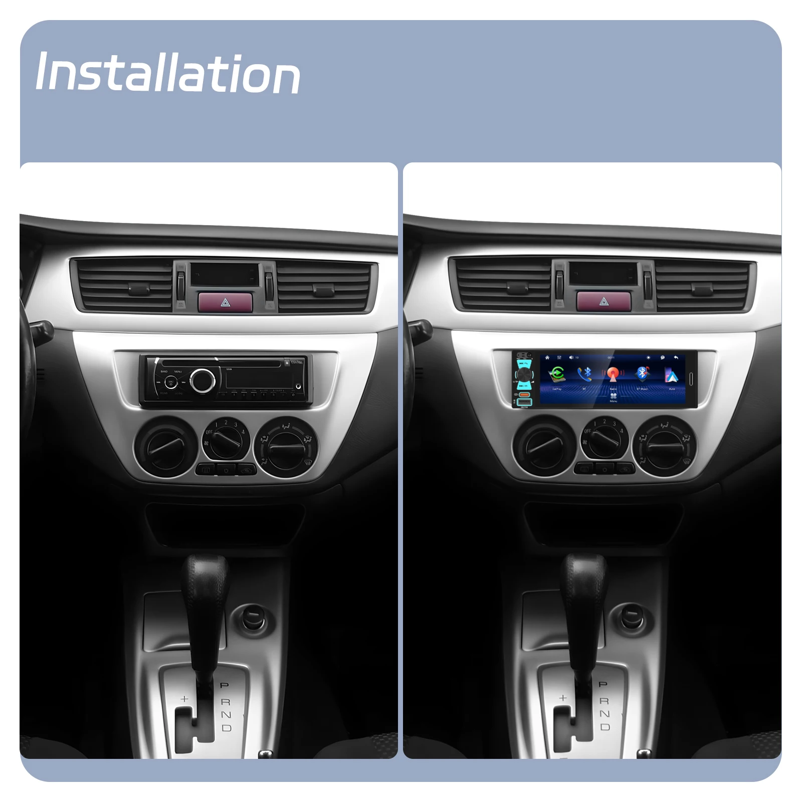 Radio para Auto Podofo de 6.5 Pulgadas 1DIN con Pantalla Táctil Incell, Carplay, Android Auto, Mirror Link, FM, AM, RDS, Reproductor Multimedia, Unidad Estéreo Universal para VW AUDI 2