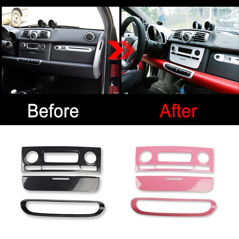 Car Abs Center Console Panel Sticker Decoration Cover Trim For Smart