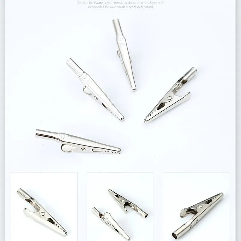 Crocodile Electric Clips Handle Test Connector Cable Lead Screw Probe Clamps Silver For Battery Power 10pcs alligator clips electric test clamp test probes test clip test leads test cable lead test cable connector test lead wire test lead cable electrical test wire