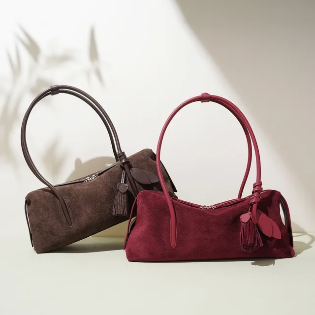 2025 Autumn Winter Suede Leather Bag Minimalist Unique Single Shoulder Bag Slouchy Casual Underarm Tote High Quality Handbag 2