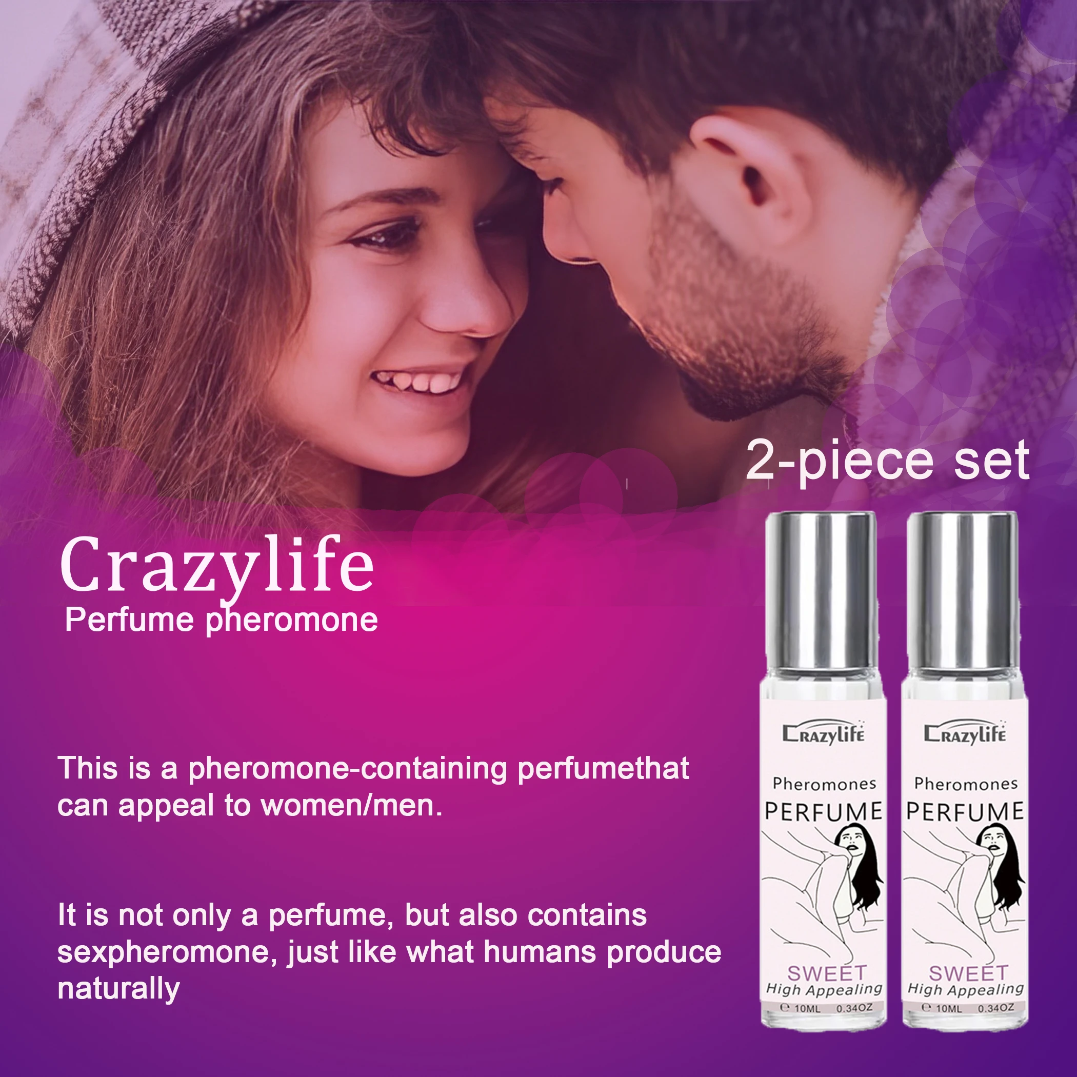 CrazyLife Is A Erotic Fragrance That Attracts The Opposite Sex And Enhances The Relationship Between Couples（2-piece set）