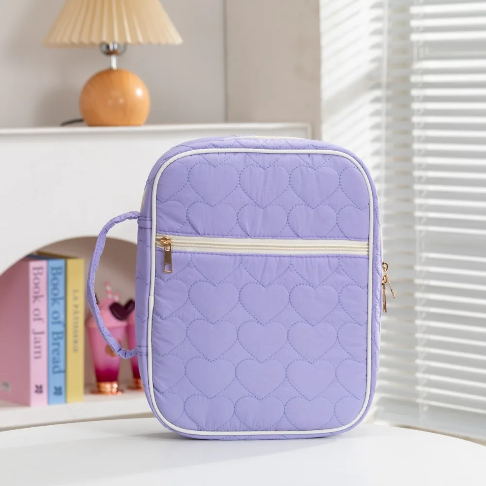 Quilted Portable Book Sleeve with Zipper Dustproof Carrying Case