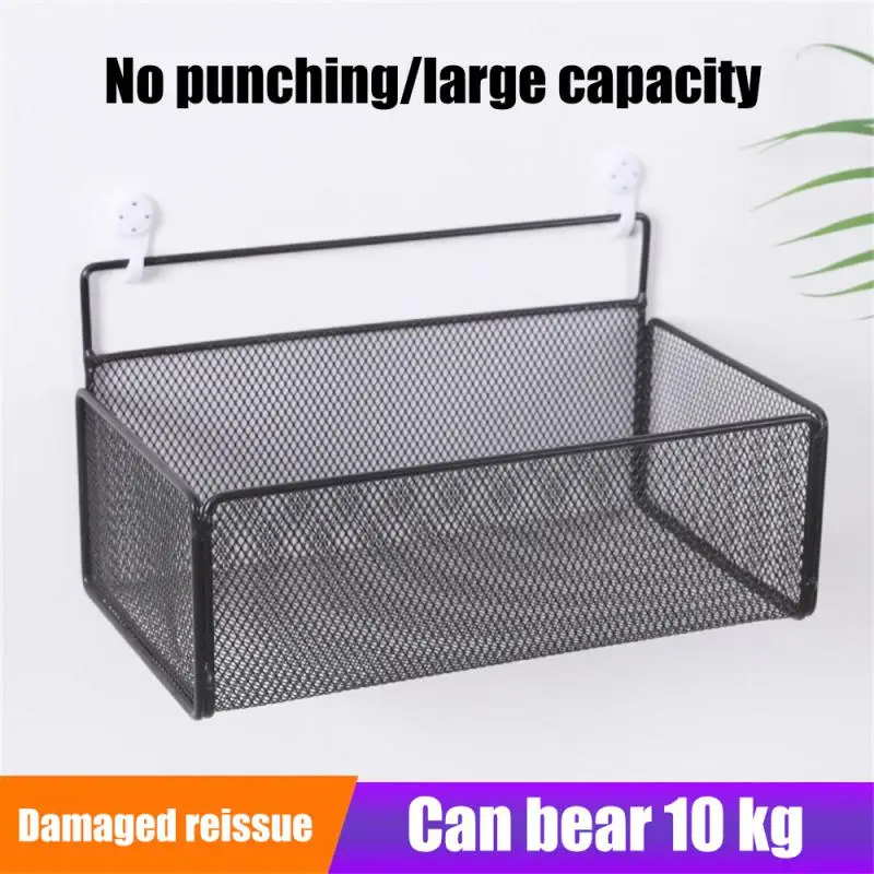 

Black Wallmounted Bathroom Shelf without Drilling Shower Shampoo Soap Holder Kitchen Condiment Storage Basket Bathroom Organizer