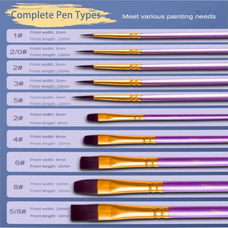 Paint Brushes 10 Pcs Set Nylon for Children Artists