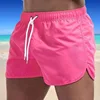 New Summer Men's Beach Pants Swimming Quick Dry Solid Color Tube Loose Drawstring Sports Shorts 1