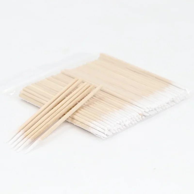 Wood Sticks Cosmetic Cotton Swab Cotton Buds Tip 100 Pcs Wood Swab Eyelash Extension Tools Ear Care Cleaning