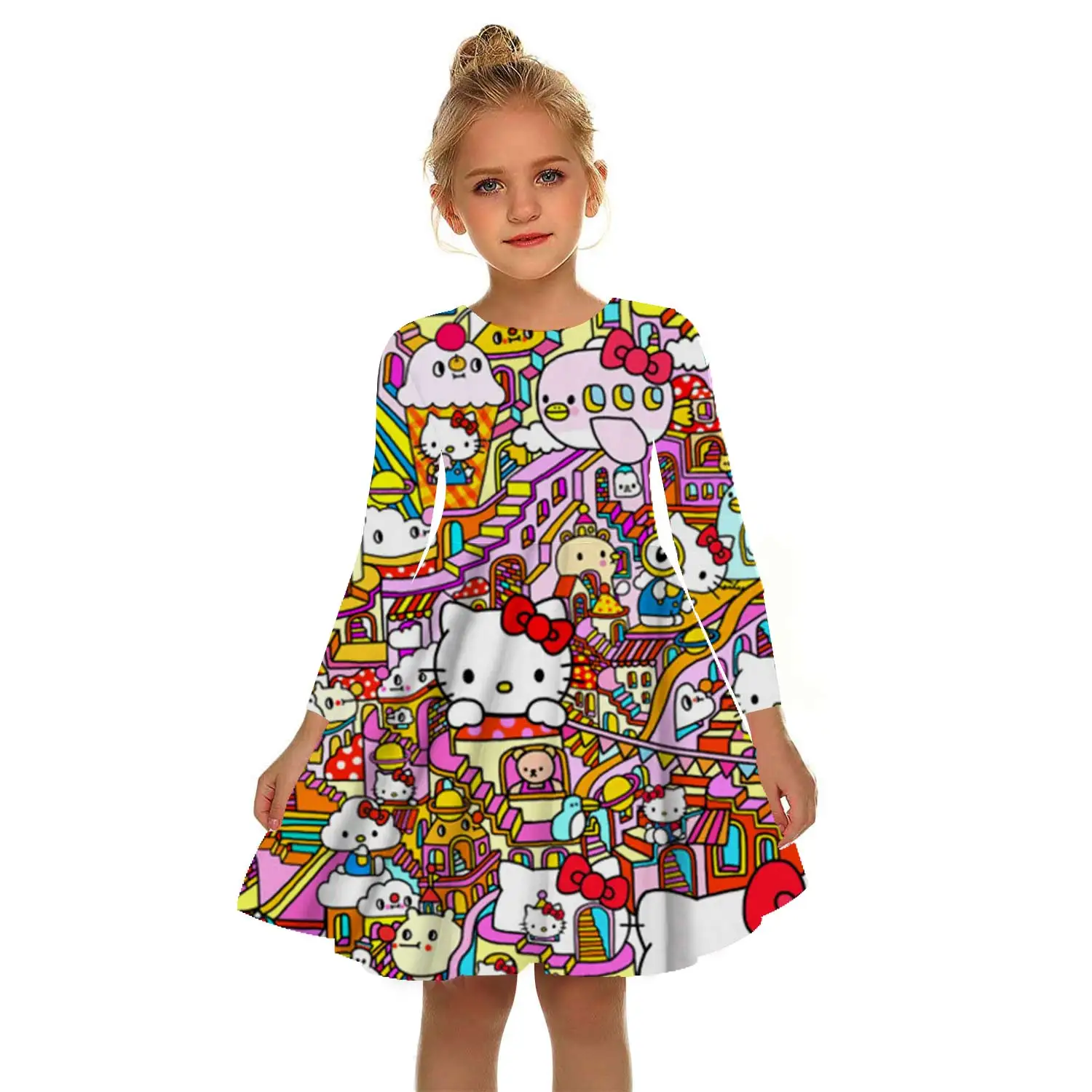 baby girl skirt clothes 2022 New Summer Baby Girl Birthday Dress Hello Kitty3d Printed Children's Clothing Princess Party Role Play Children's Clothing cute baby dresses