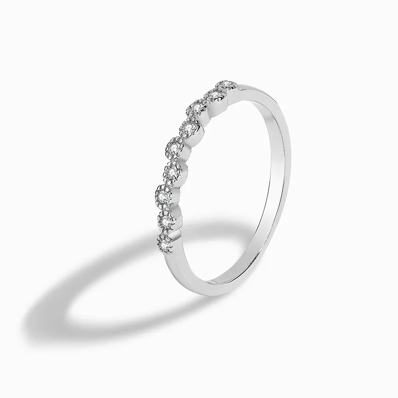 

European and American retro S925 sterling silver round row ring all-match silver jewelry high-quality trend fashion women's ring
