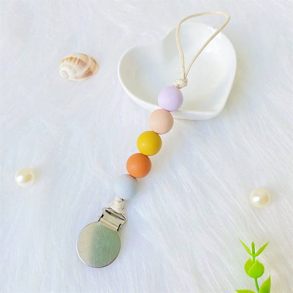 Baby Pacifier Clip Silicone Beads Bead Dummy Chain Holder Soother Chains Baby Teething Chew Toy