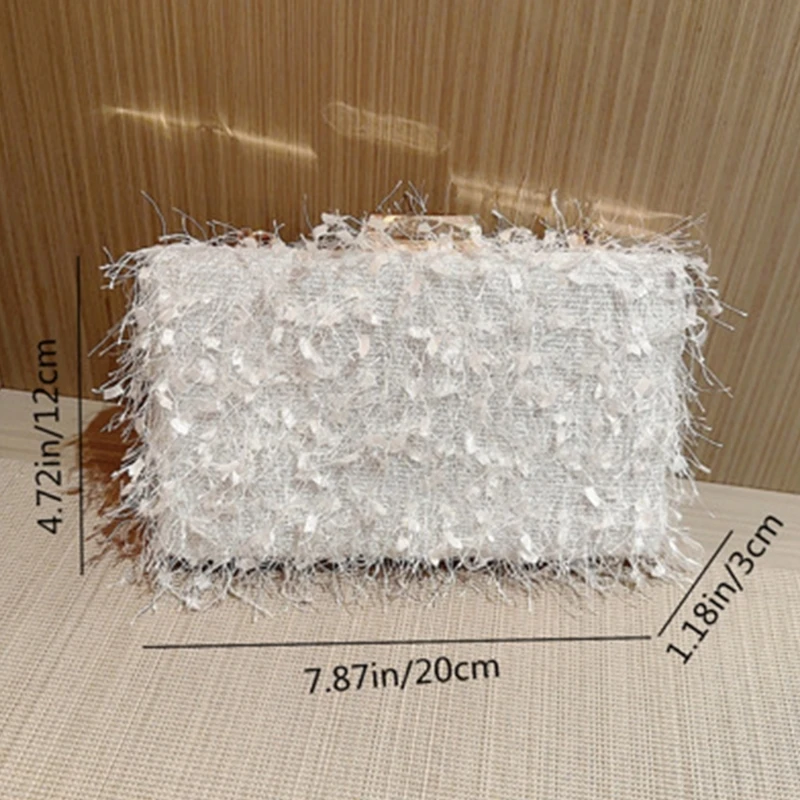 Women's Evening Bag Winter Dinner Handbag with Removable Chain Shoulder Bag
