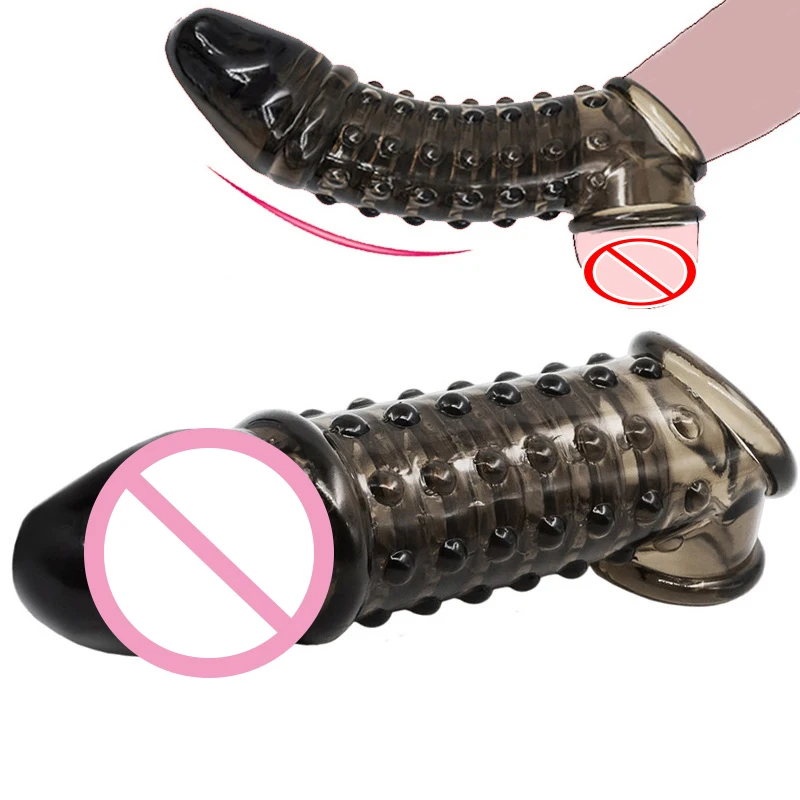 Silicone Reusable Penis Sleeve Flexible Glans Penis Enlarger Extender Delay Ejaculation No Vibrators Adult Sex Toys for Men,female sex toys,male sex toys