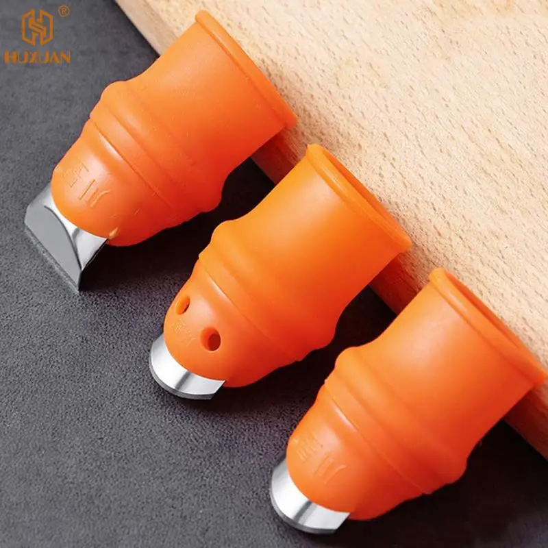 1pc Silicone Finger Protector With Blade For Fruits Vegetable Thumb Finger Knife Gloves Guard Gadgets Kitchen Accessories