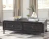 Todoe Industrial Rectangular Lift Top Coffee Table with 2 Storage Drawers, Dark Gray with Weathered Pine Finish 2