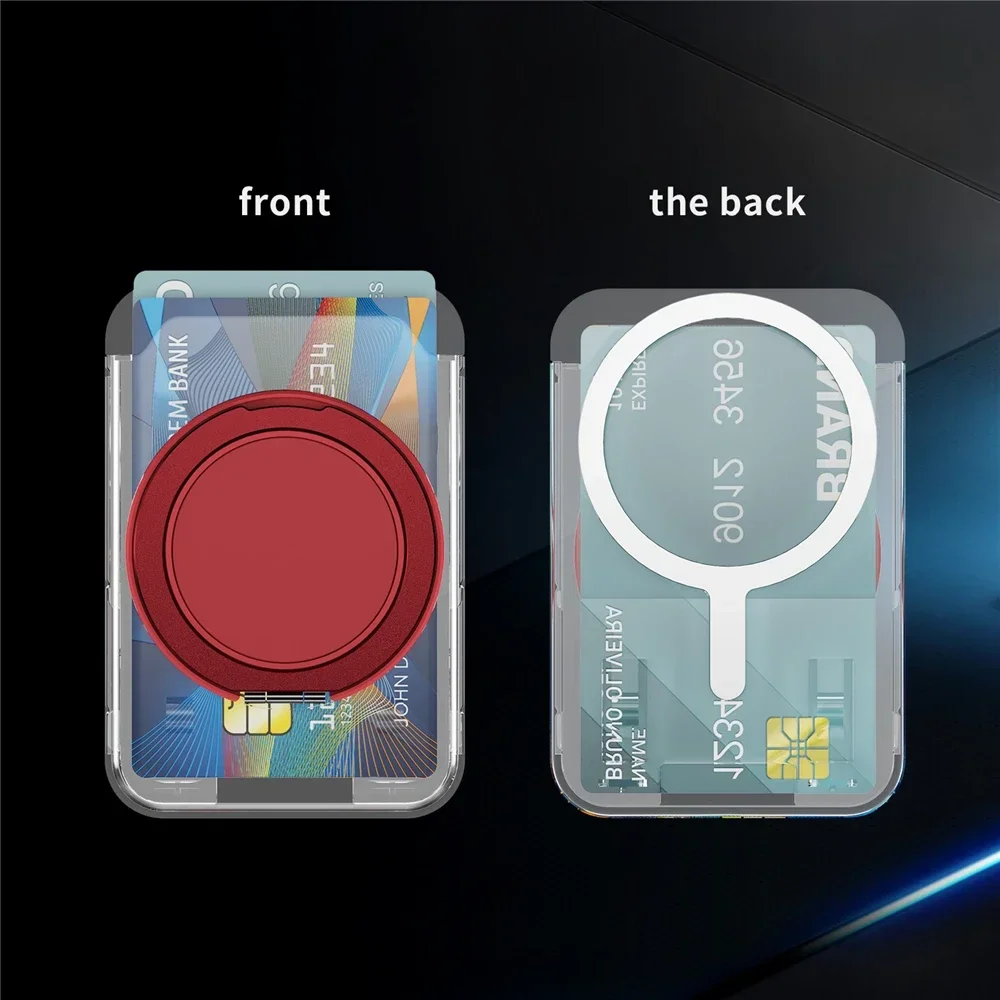 Magnetic Clear Wallet Card Holder with Ring Stand