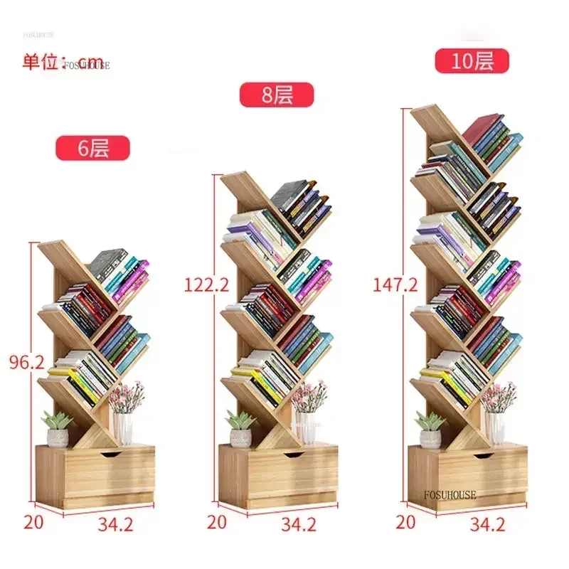 Luxury Children's Bookcases Shelves Home Furniture Floor Tree-shaped Bookshelves Simple Small Living Room Bookcase Storage
