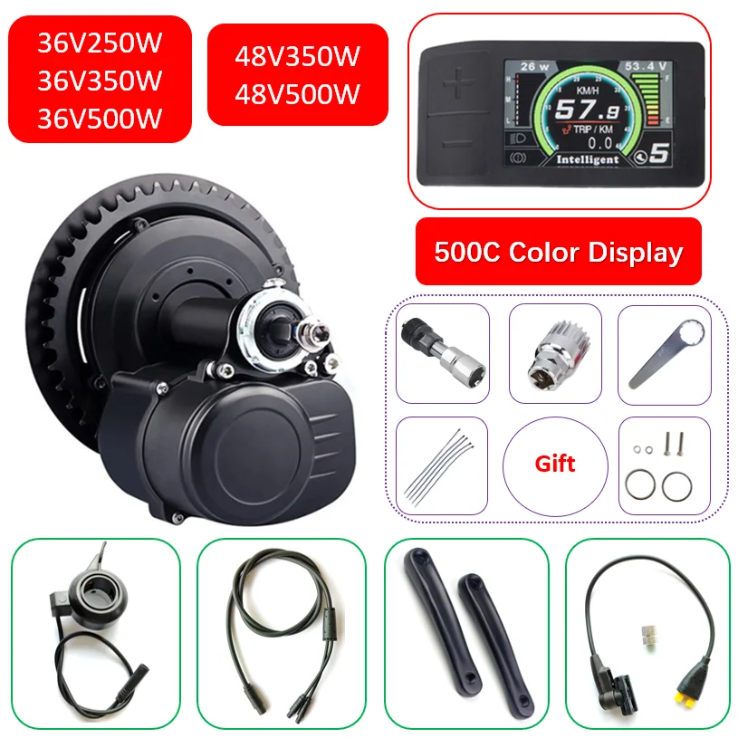 Tongsheng Torque Sensor Central Ebike Kits TSDZ2B 36V48V 250W 350W 500W