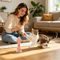 Interactive Cat Toy 2 Mode Rechargeable Self-Play Detachable Rod With Suction Cup Cat Enrichment Toys For Home Furniture Couch 3