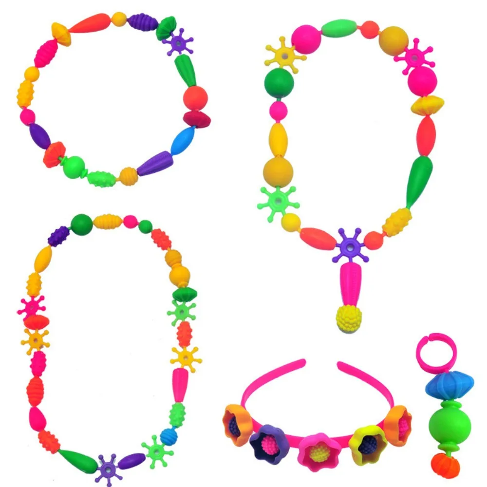 

Colorful Pop Beads Handicrafts Educational Colorful Plastic Pop Beads DIY Necklace Bracelet Assorted Shapes Pop Beads Set Kids