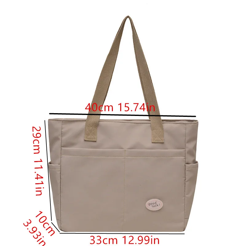 Solid Color Oxford Tote Bag, Campus Student Schoolbag, Large Capacity Handbag Shoulder Bags for Women Work Shopping Travel Party