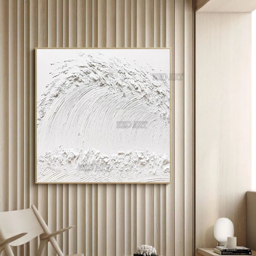 

Оригинальная большая белая Объемная картина маслом ручной работы с морской волной Картина на холсте художественные фрески для современного дома декоративный предмет стена