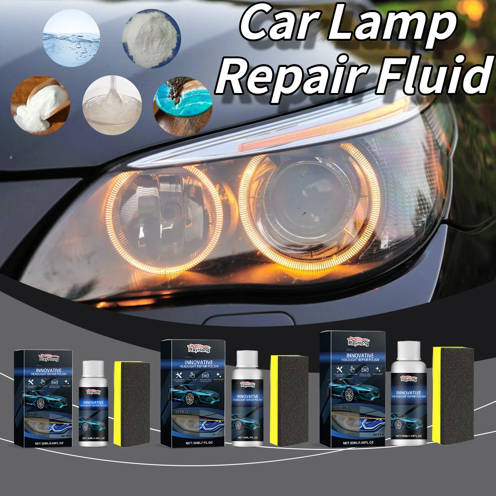 Car Headlight Repair Liquid 50Ml Boxed Headlight Crystal Plating Refurbishing & Repair Agent Cleaning & Refurbishing