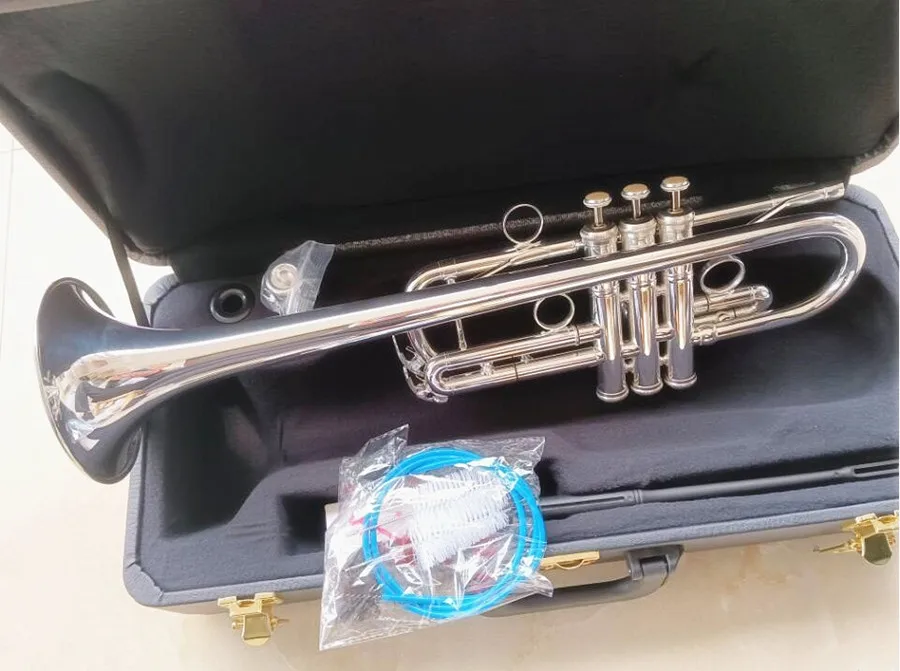Silver Plated trumpet Drop C tone professional performance level Musical With case