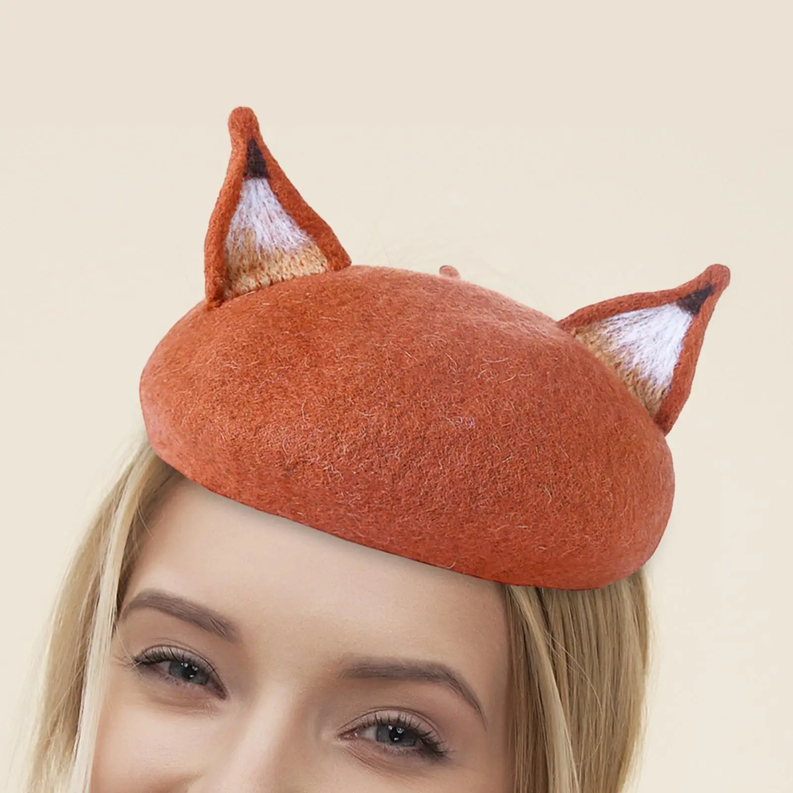 Fox Beret Hat Soft Luxury Decorations Costume Hats Winter Felt Cap Painter Hat for Party New Year Birthday Gift Festival Adults