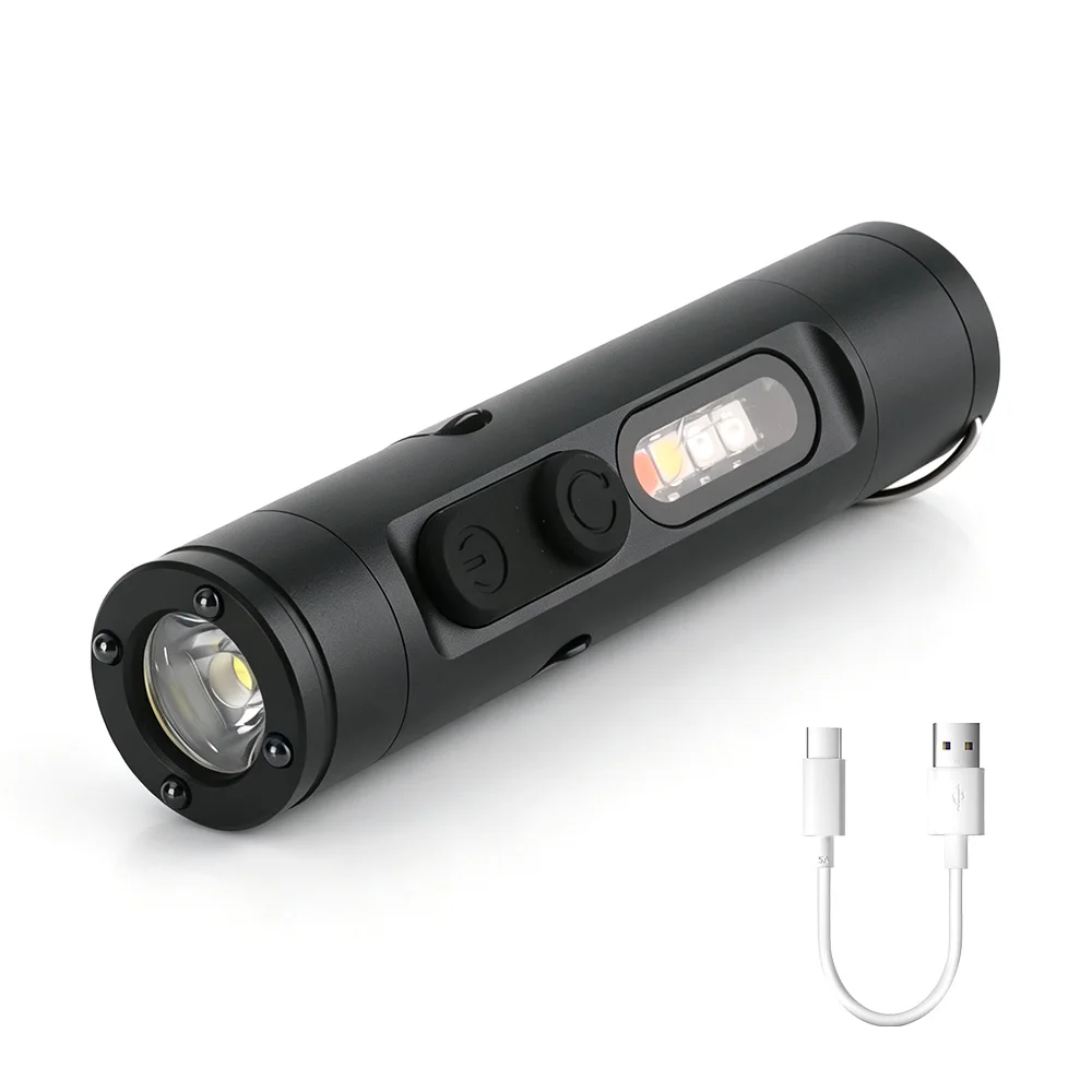 Compact Multifunctional LED Keychain Flashlight with Magnetic Base and Hat Clip